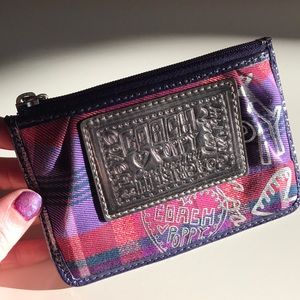 Coach poppy plaid mini skinny key pouch